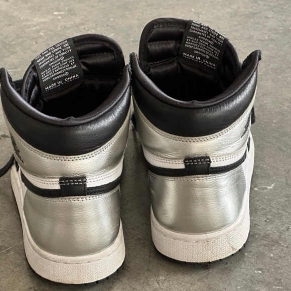 aj1 air jordan 1 retro high mid silver toe black white leather W 7.5 6 Mens - Picture 5 of 6